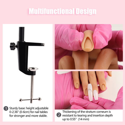 KnowU Nail Practice Hand with Stand Bracket — Soft Silicone, Bendable For Acrylic Nail Art
