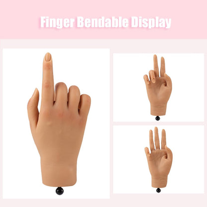 KnowU Nail Practice Hand with Stand Bracket — Soft Silicone, Bendable For Acrylic Nail Art