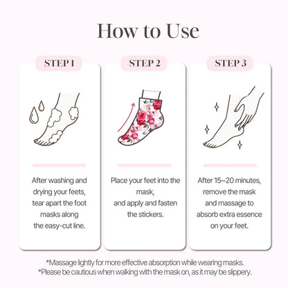 Koelf Rose Petal Satin Foot Mask – Intensive Nourishing Foot Mask Socks with Rose, Peptide & Shea Butter