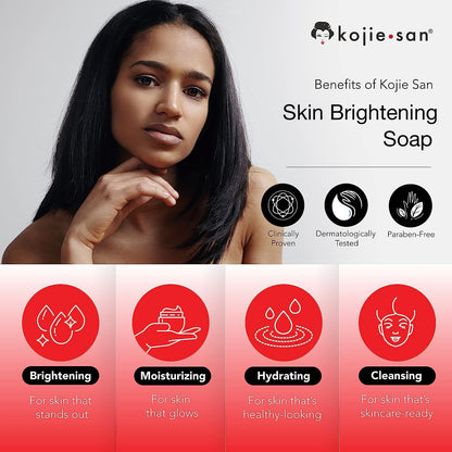 Kojie San Skin Brightening Soap - Original Kojic Acid Bar with Coconut & Tea Tree Oil (135g x 4 Bars)