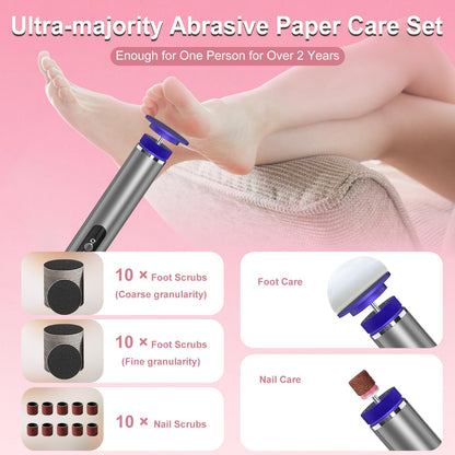 KOKABI Electric Foot Callus Remover & Nail File – 2-in-1 Pedicure Tool, 7 Speeds, USB-C Rechargeable
