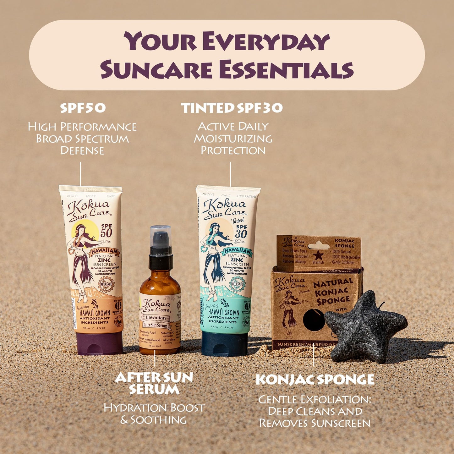 Kokua Sun Care After Sun Serum – Aloe Vera, Hyaluronic Acid & Vitamin C | 2oz Travel Size