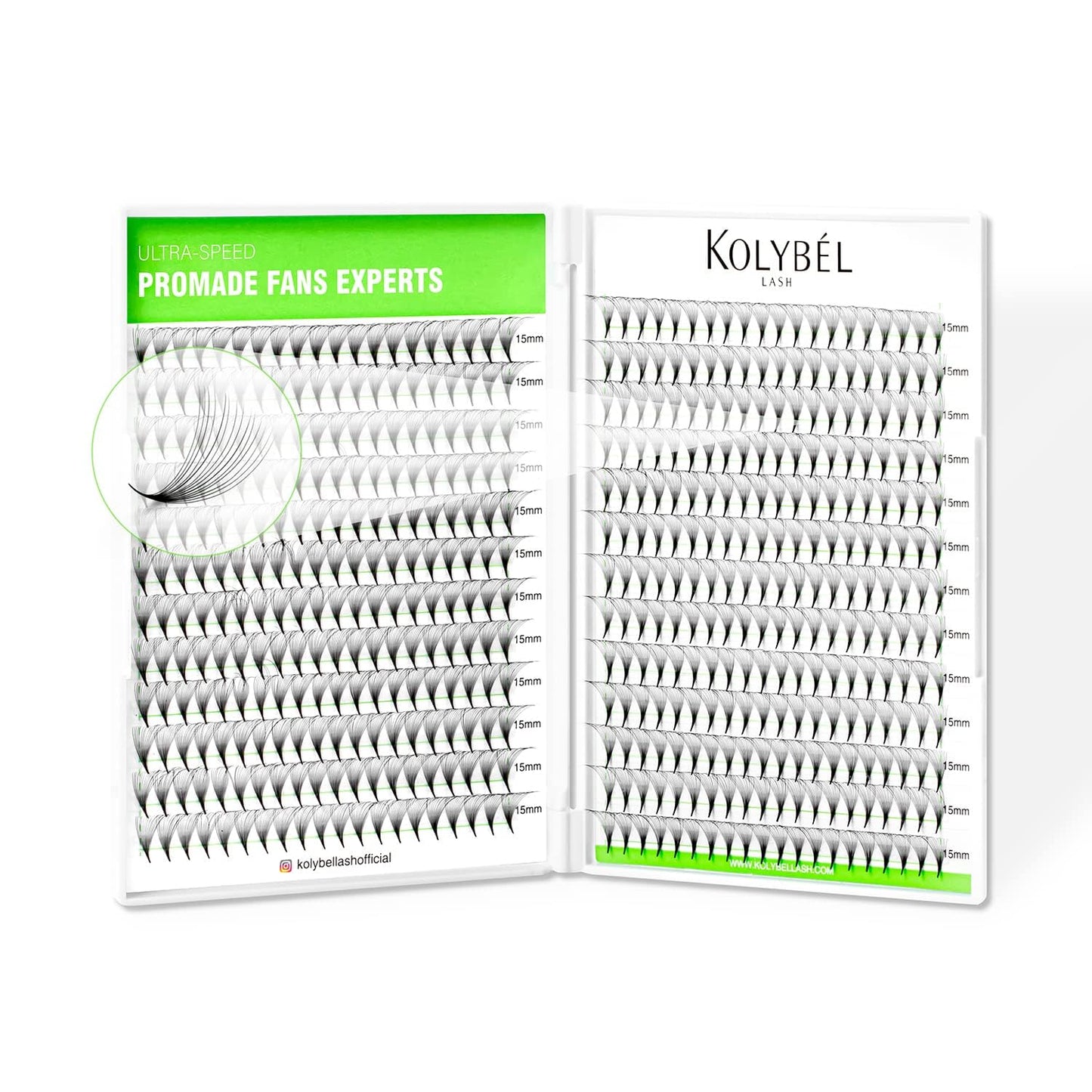 Kolybel 500 Premade Lash Fans – 14D, 14mm, 0.07 D Curl | Handmade Volume Fans