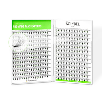 Kolybel 500 Premade Lash Fans - 14D, 0.07 C-Curl, 13mm | Quick Volume Lashes
