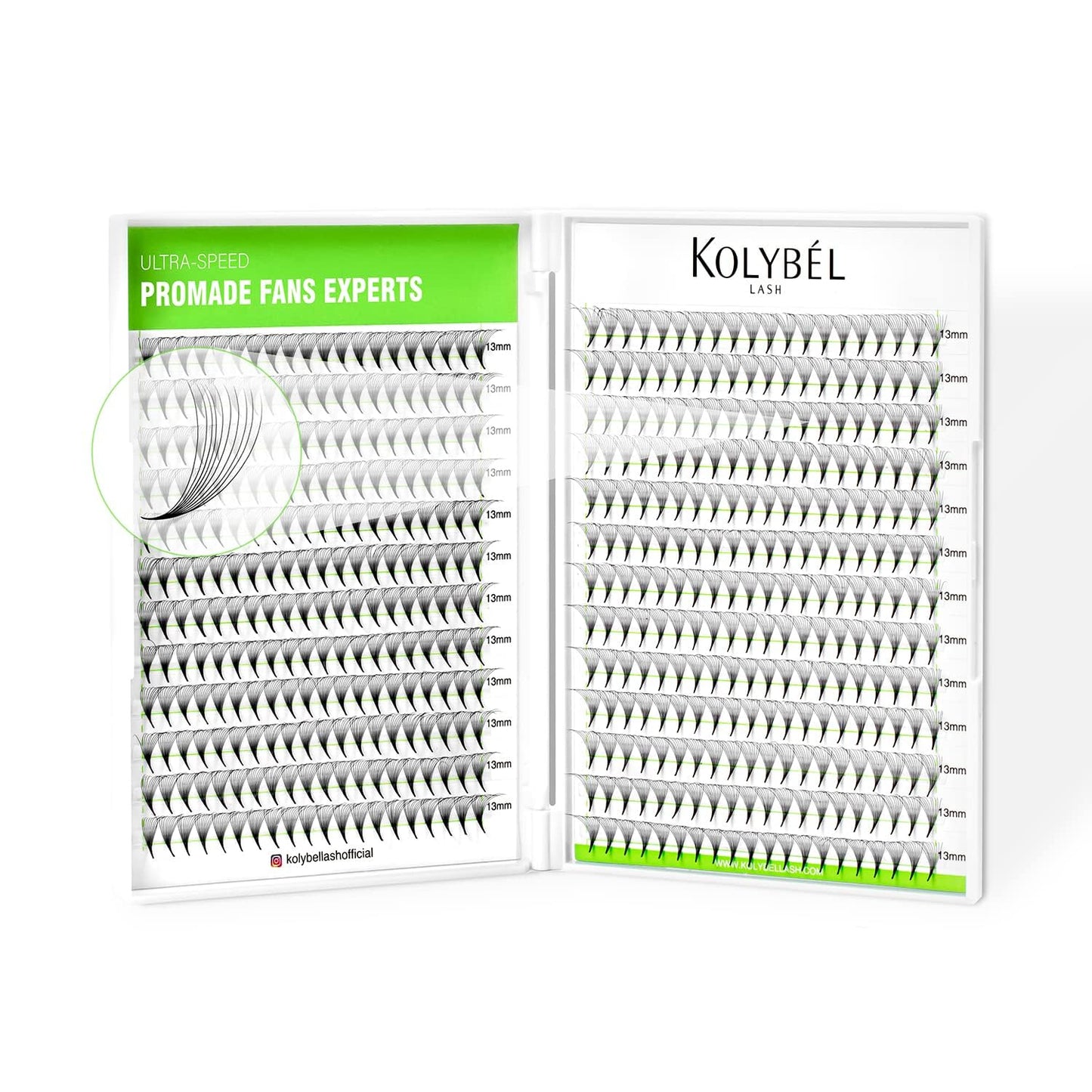 Kolybel 500 Premade Lash Fans – 10D, 10mm, 0.03D Curl