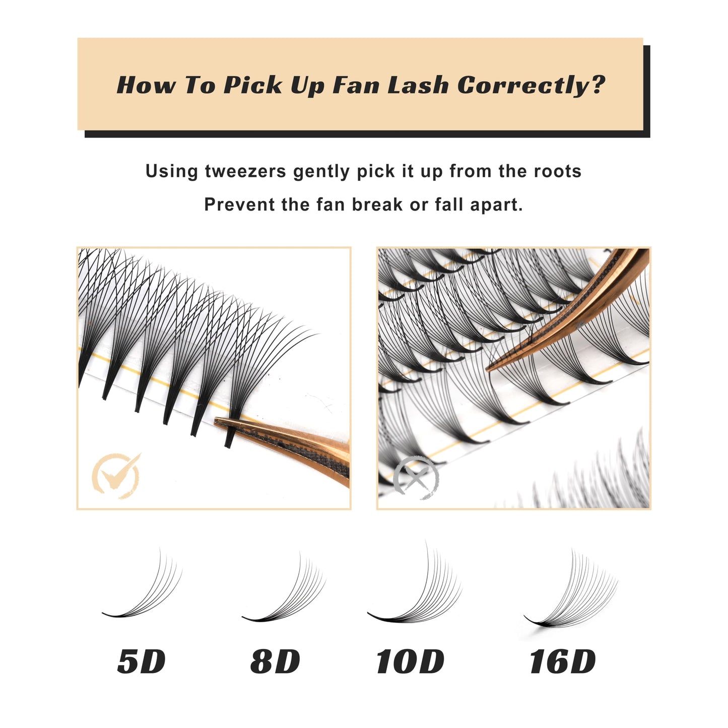 Kolybel 1000 Premade Lash Fans — 10D Narrow Promade, 15mm, 0.05D, Handmade Volume Extensions
