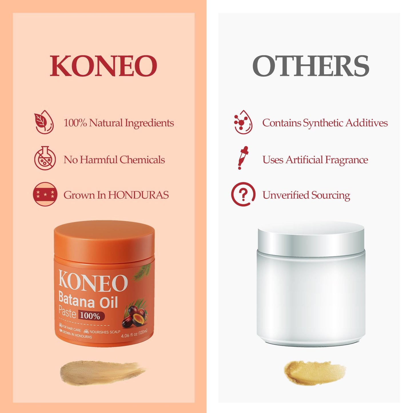 KONEO Hair Growth Cream with 100% Pure Batana Oil – All Hair Types, 4.06 oz