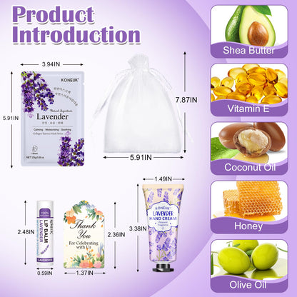 KONEUK 60-Pack Bulk Lip Balm, Facial Mask & Hand Cream Gift Sets