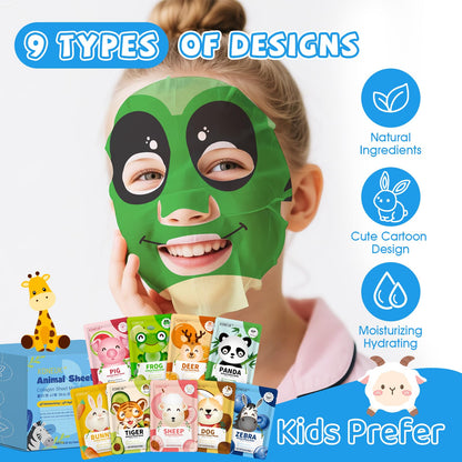 KONEUK 36-Pack Cute Animal Kids Face Masks – Collagen Sheet Masks for Girls & Teens