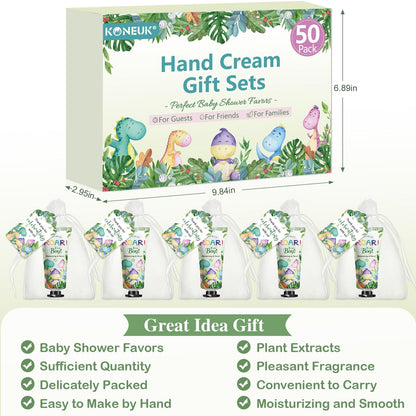 KONEUK 50 Pack Dinosaur Hand Cream Gift Sets for Baby Showers, Weddings & Party Favors