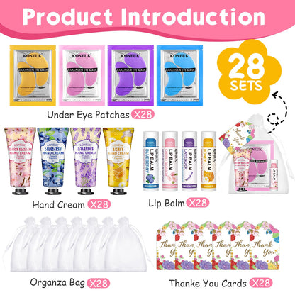 KONEUK 84-Piece Gift Set for Women & Teens | Eye Patches, Lip Balms, Hand Creams, Party Favors