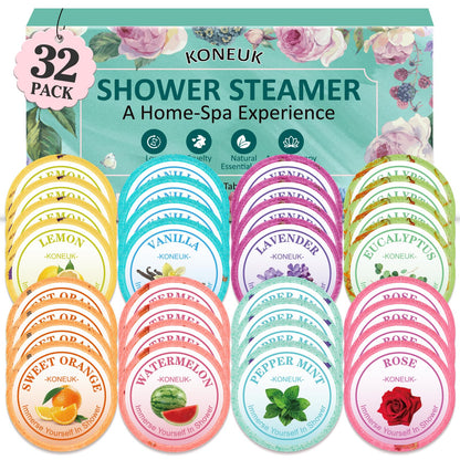 KONEUK 32 Pack Shower Steamers – Aromatherapy Gift Set with Essential Oils
