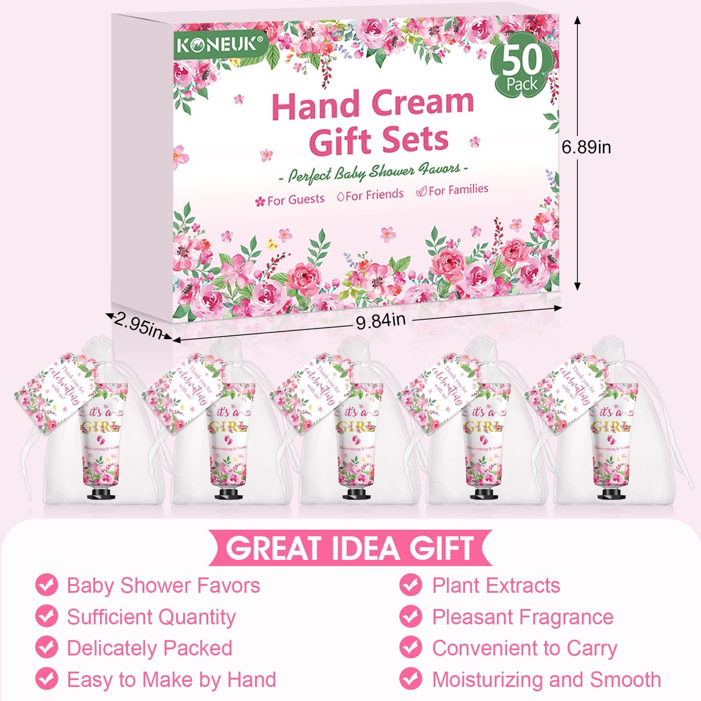 KONEUK 50 Pack Bulk Hand Cream Sets for Baby Shower & Wedding Favors