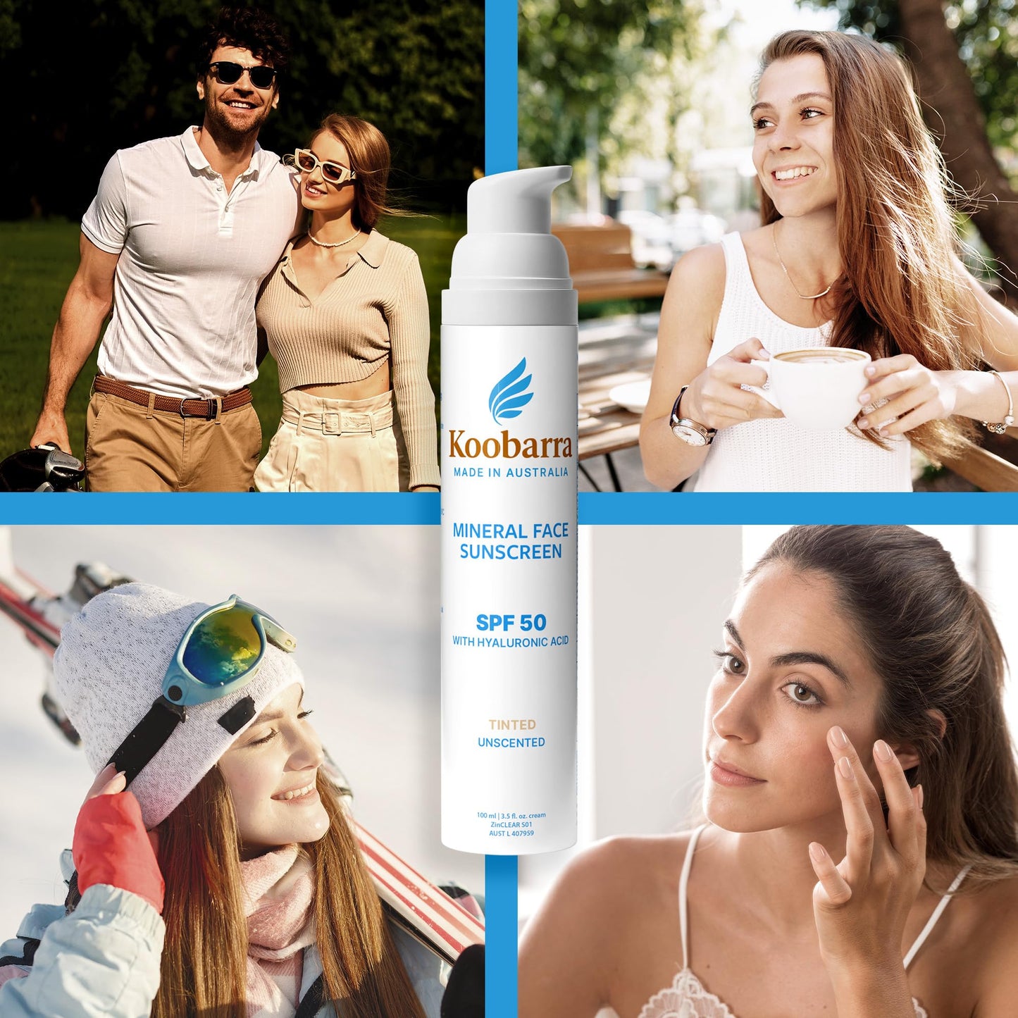 Koobarra Mineral Face Sunscreen SPF 50 | Tinted Zinc Oxide + Hyaluronic Acid | Australian Made