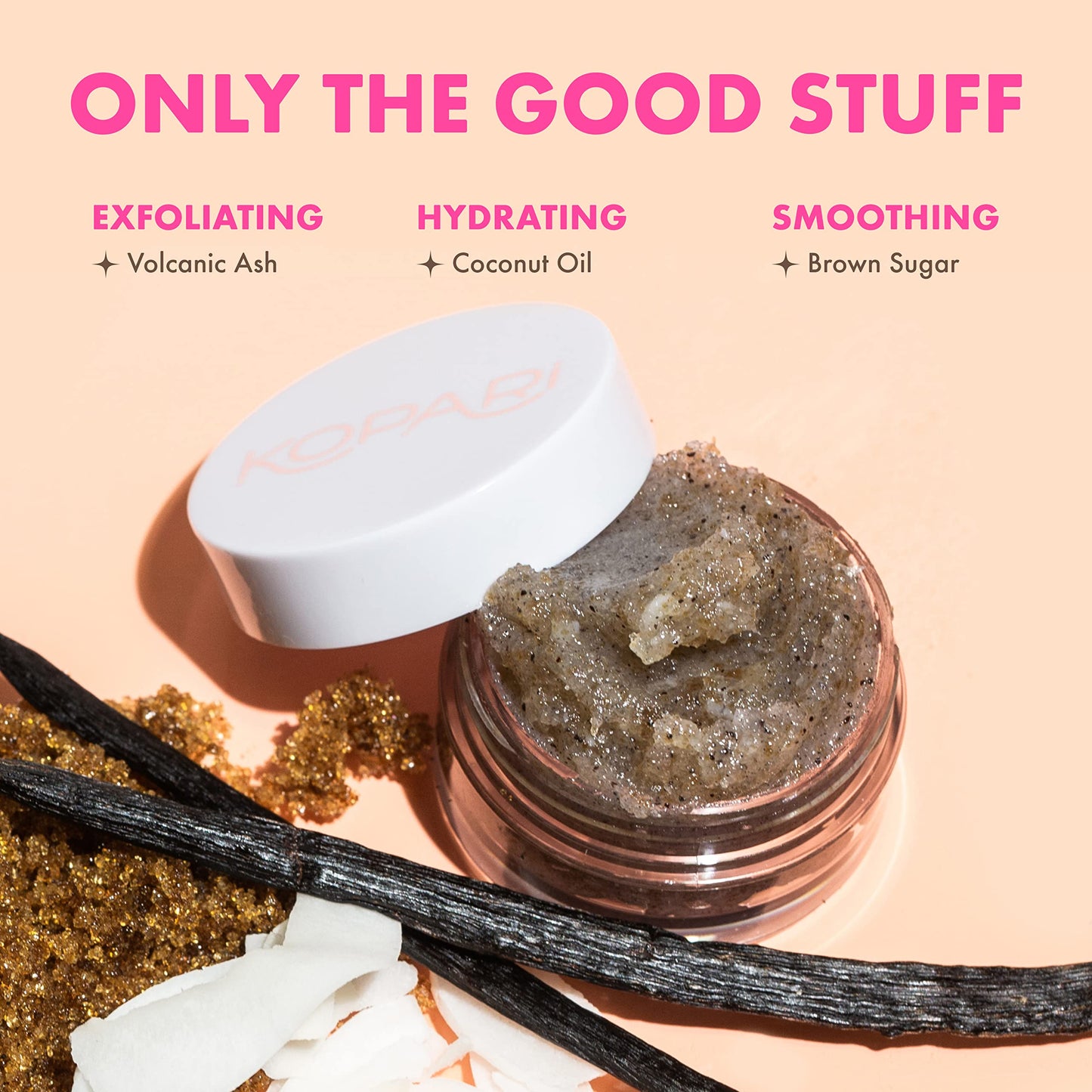 Kopari Coconut Lip Scrubby — Exfoliating Lip Scrub with Volcanic Sand, Brown Sugar & Coconut Shells (Vegan)