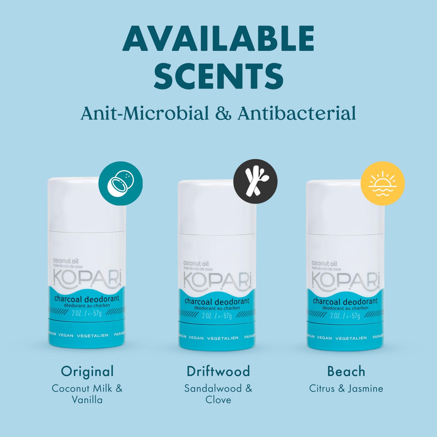 Kopari Aluminum Free Coconut Deodorant Original 2 oz | Non-Toxic Plant-Based