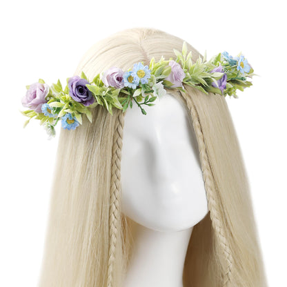 KorViSHOW Rose Flower Crown for Women - Purple Fairy Headband for Weddings & Festivals