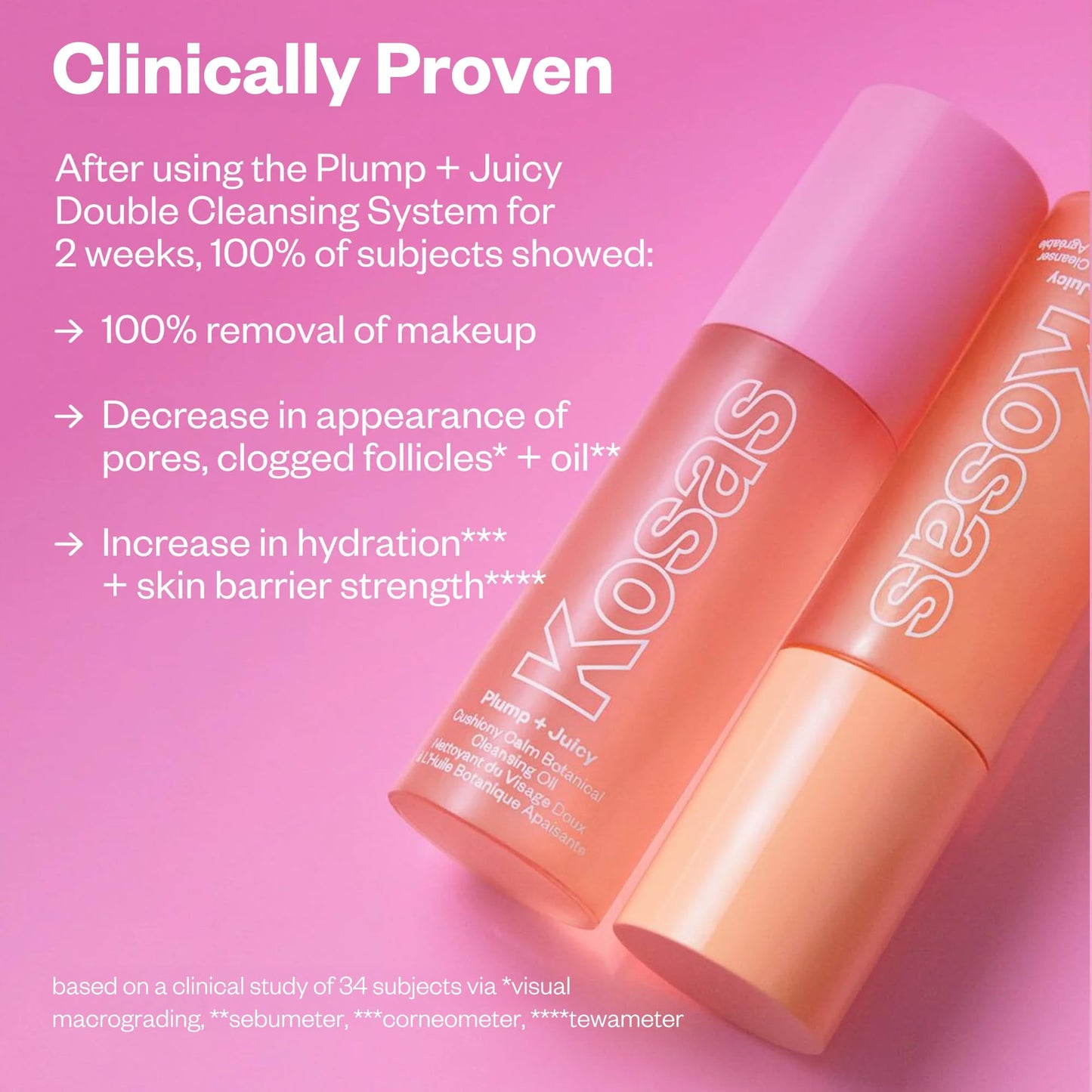 Kosas Mini Plump + Juicy Double Cleansing System — Botanical Oil + Gel Cleanser Set (Soap & Sulfate Free) for All Skin Types