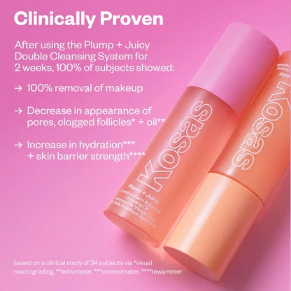 Kosas Mini Plump + Juicy Double Cleansing System — Botanical Oil + Gel Cleanser Set (Soap & Sulfate Free) for All Skin Types