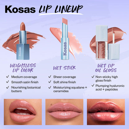 Kosas Wet Stick Moisturizing Lipstick in Heatwave | Ceramides, Hyaluronic Acid & Mango Butter