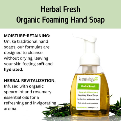 Kosmatology Herbal Fresh Spearmint Rosemary Organic Foaming Hand Soap | 8.5 fl oz