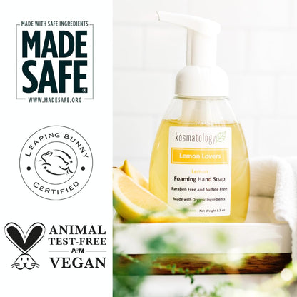 Kosmatology Lemon Lovers Organic Foaming Hand Soap | Moisturizing Hand Wash, 8.5 fl oz
