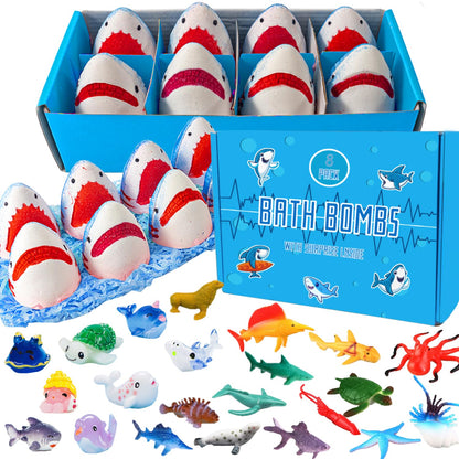Kottke Shark Bath Bombs for Kids – Surprise Inside Sea Animals, Natural & Safe Bubble Bath Gift Set