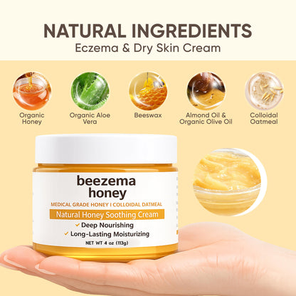 KOVGOCY Beezema Medical Grade Honey Cream – Manuka Honey, Colloidal Oatmeal, Unscented, 4oz