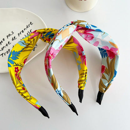 KOVOLITU 4-Pack Floral Leaves Headbands – Wide Knotted Cross-Knot Hair Bands for Women