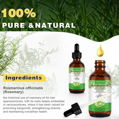 KPNEMA Rosemary Essential Oil – 100% Pure for Hair Growth & Nourished Skin (2.02 fl oz)