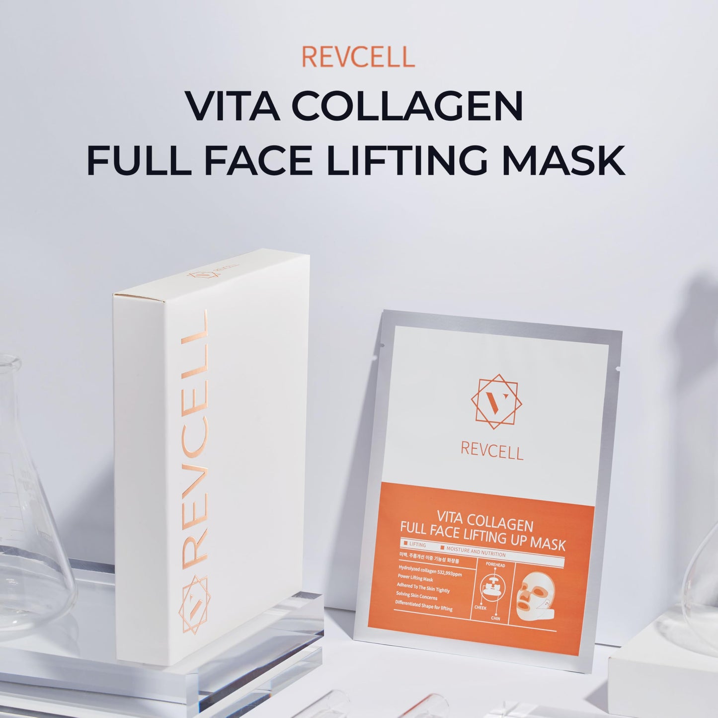 KPRODUCT4U Revcell Vita Collagen Full Face Lifting Mask – 5 Sheets, 95g, White