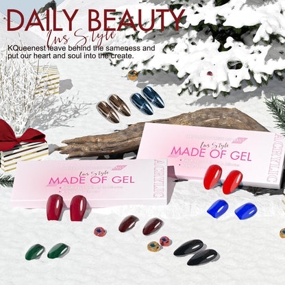 KQueenest Chrome Press On Nails Set – 6 Colors, Short/Medium, 144 Pcs