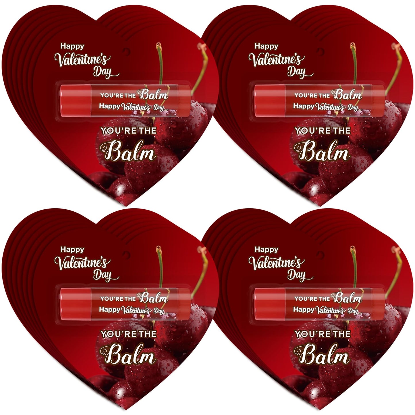 Kuabiz 30Pcs Valentines Lip Balm Bulk – Cherry Scent Gift Favors