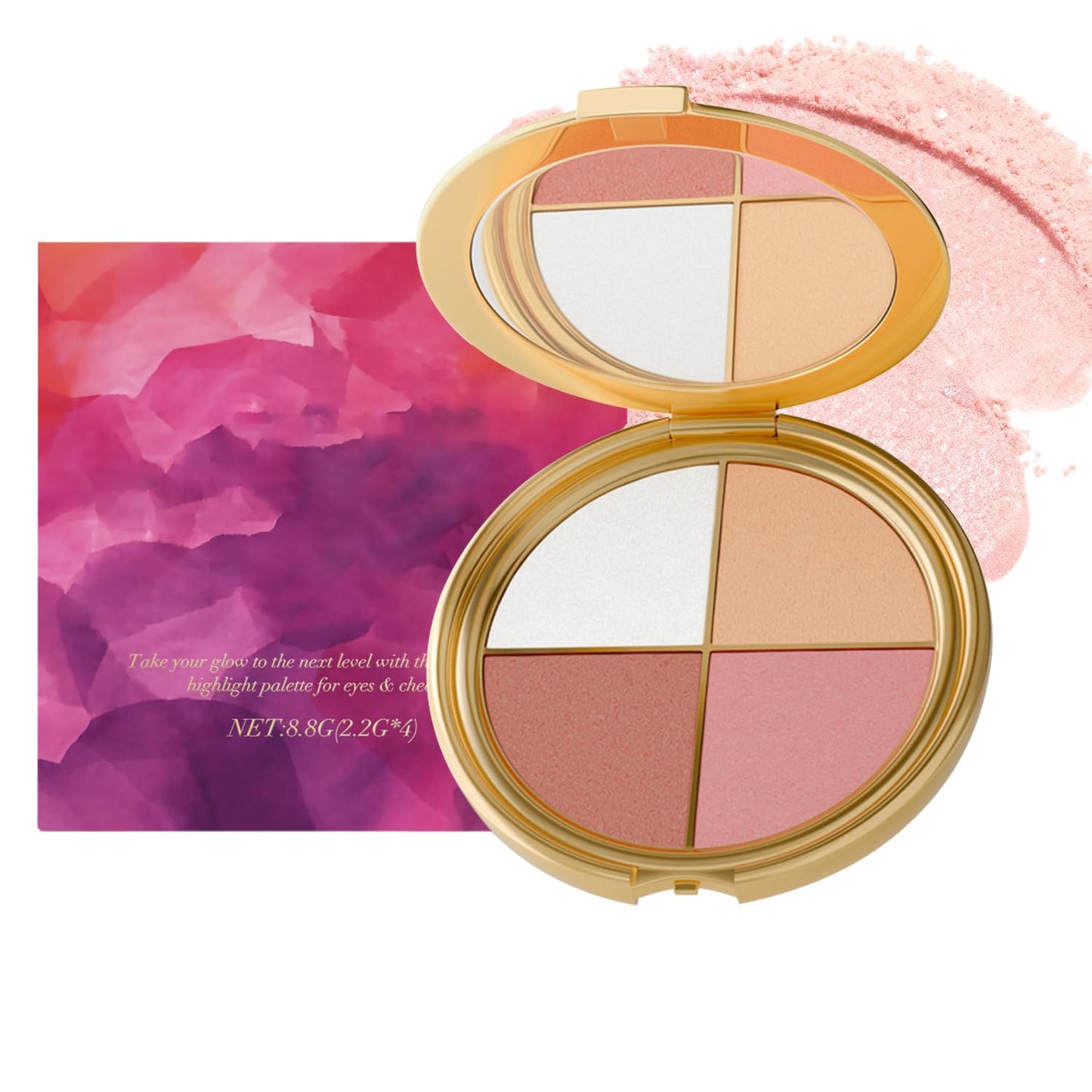 Kubot Eye & Cheek Palette – 4-in-1 Eyeshadow, Blush, Contour & Highlighter Kit