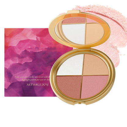 Kubot Eye & Cheek Palette – 4-in-1 Eyeshadow, Blush, Contour & Highlighter Kit