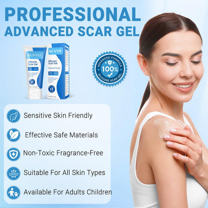 Kunyle Silicone Scar Gel – Advanced Scar Cream for Surgical Scars, Stretch Marks & Keloids | 2.11oz