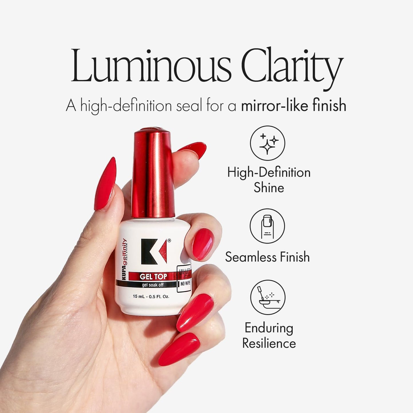 KUPA GelFinity Top Coat – No-Wipe, Soak-Off Gel Finish (8 oz)