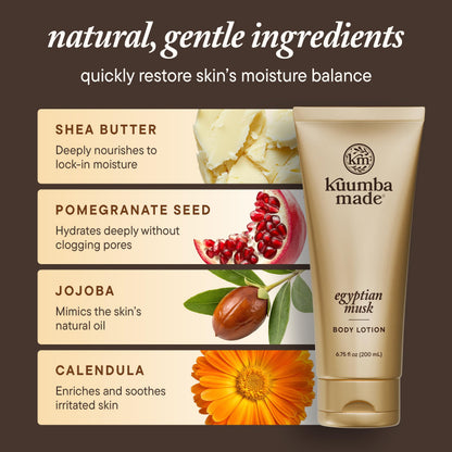 Kuumba Made Egyptian Musk Body Lotion – Hydrating Daily Moisturizer with Shea Butter & Botanical Oils (Vegan, 6.75 oz)