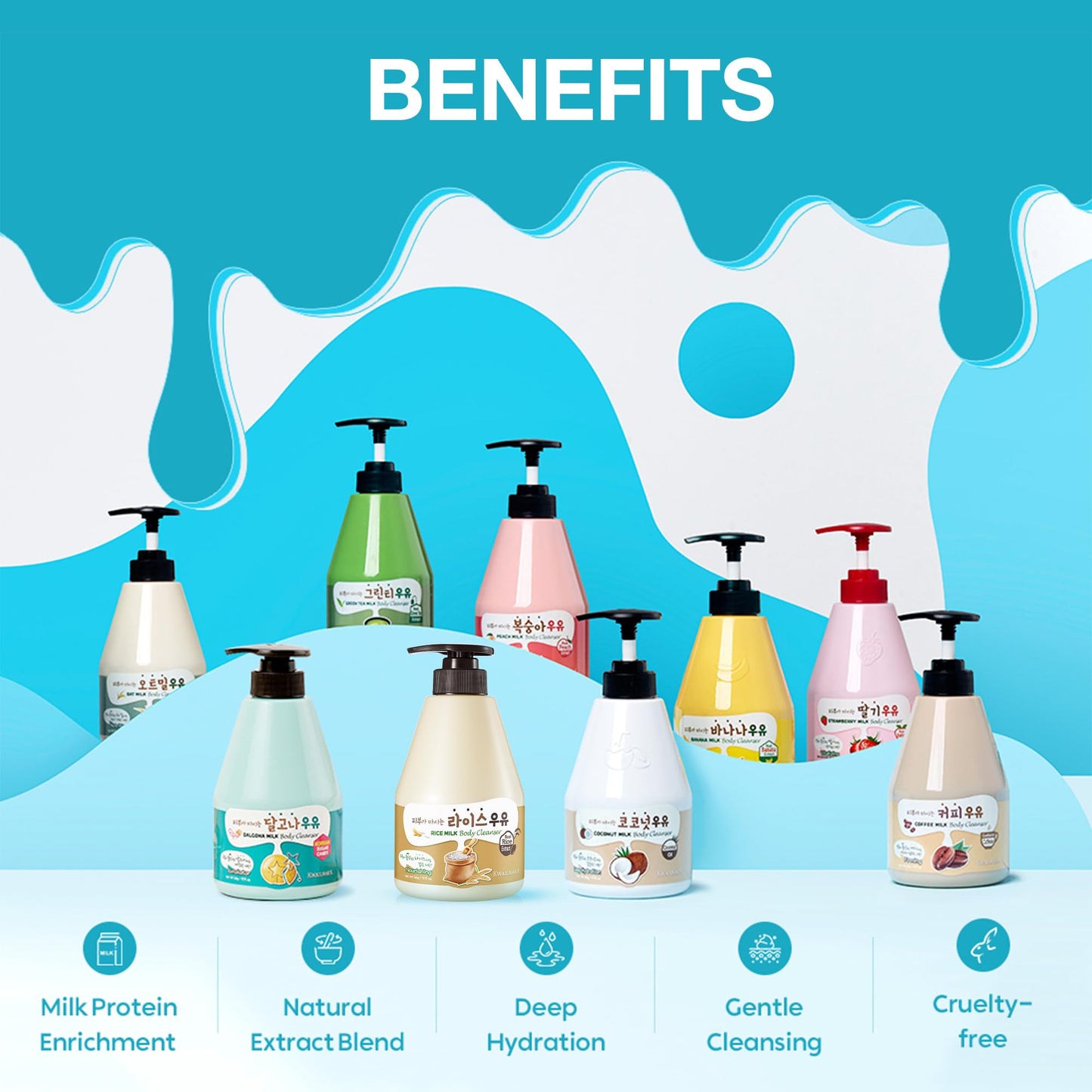 Kwailnara Rice Milk Body Wash & Lotion Set – Brightening & Hydrating, Rice Extract, 560g Each