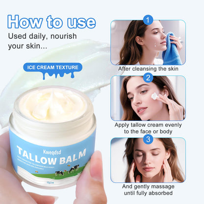 Kweqdsd 5 Pack Organic Grass-Fed Beef Tallow Balm with Raw Honey | Natural Skin Moisturizer