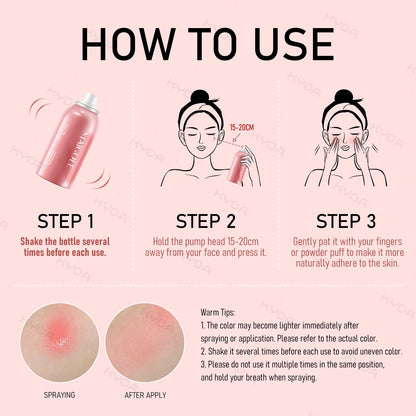 KYDA Liquid Blush Spray Natural Pink | Buildable Dewy Glow, 1.69 fl oz