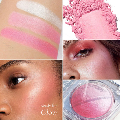 KYDA Pink Baked Blush – Multi-Tone Glow Powder for Cheeks & Highlight (0.53 oz)
