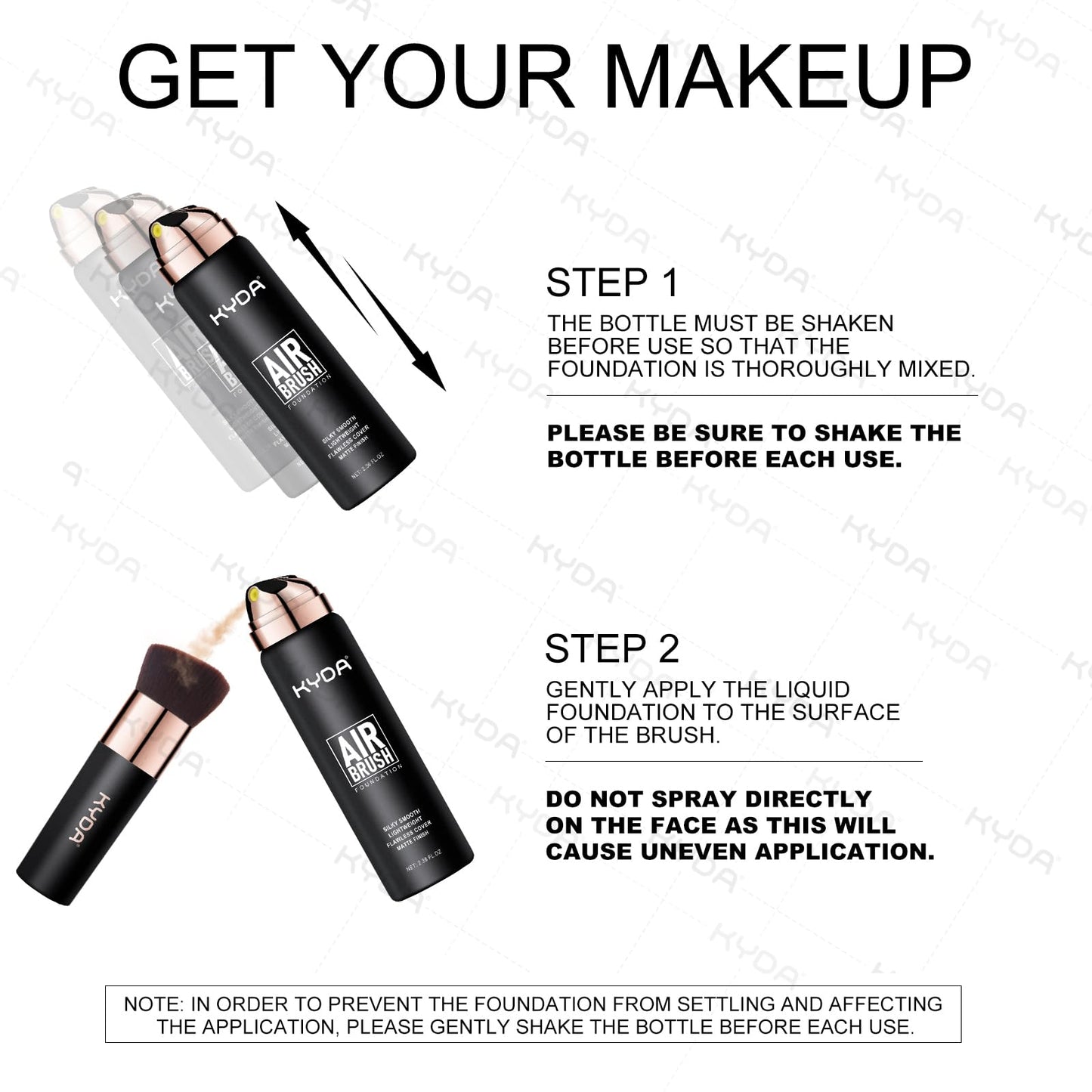 KYDA AirBrush Foundation Spray – Silky Nude-Beige Finish, Breathable, Buildable Coverage