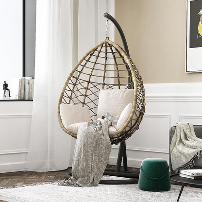 Kye Rattan Garden Hanging Egg Chair with Stand, Indoor/ Outdoor Furniture