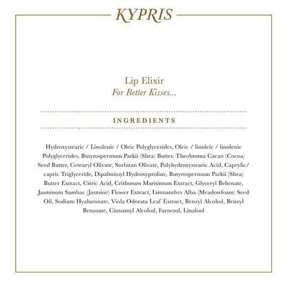 KYPRIS Lip Elixir Balm – Softening Hyaluronic Acid Lip Treatment with Jasmine & Shea (0.17 oz / 5 g)
