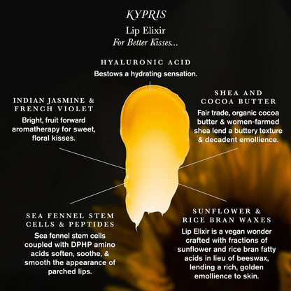 KYPRIS Lip Elixir Balm – Softening Hyaluronic Acid Lip Treatment with Jasmine & Shea (0.17 oz / 5 g)