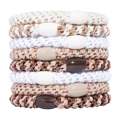 L. Erickson Hair Ties, 8 Count – Grab & Go No-Damage Ponytail Holders in White Chocolate