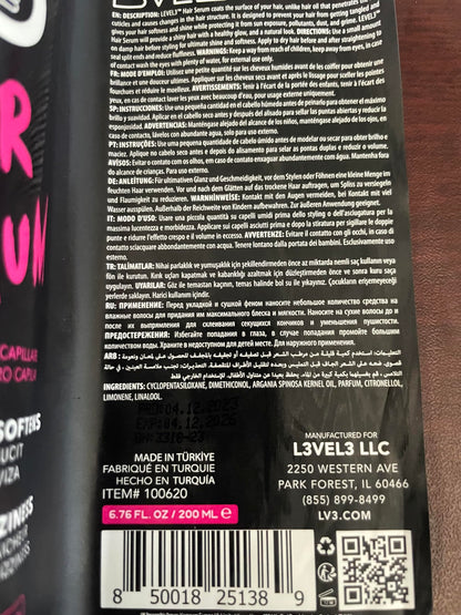 L3 Level 3 Hair Serum — Softens, Smooths & Frizz Reduction for Damaged Hair
