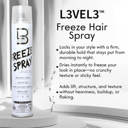 L3 Level 3 Hair Spray – Long-Lasting Hold, Smooth Finish, UV Protection | 12.95 Oz