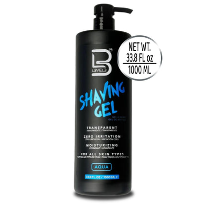 L3 Level 3 Shaving Gel – Clear, Non-Irritating Razor Gel for Straight Razor Shaves (Aqua, Large)